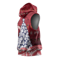 American Samoa Christmas Sleeveless Hoodie Seashell Xmas Tree Tribal Waves DT05 - Polynesian Pride
