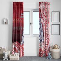 American Samoa Christmas Window Curtain Seashell Xmas Tree Tribal Waves DT05 - Polynesian Pride