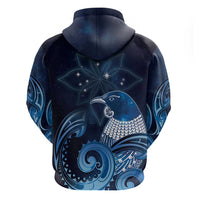 New Zealand Matariki Hoodie Maori Tui Bird Blue Galaxy