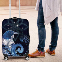 New Zealand Matariki Luggage Cover Maori Tui Bird Blue Galaxy DT05 Blue - Polynesian Pride