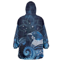 New Zealand Matariki Wearable Blanket Hoodie Maori Tui Bird Blue Galaxy DT05 - Polynesian Pride