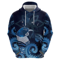 New Zealand Matariki Zip Hoodie Maori Tui Bird Blue Galaxy DT05 - Polynesian Pride