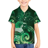 New Zealand Matariki Kid Hawaiian Shirt Maori Tui Bird Green Galaxy DT05 Kid Green - Polynesian Pride