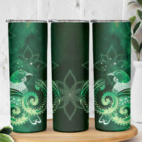 New Zealand Matariki Skinny Tumbler Maori Tui Bird Green Galaxy DT05 - Polynesian Pride