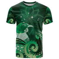 New Zealand Matariki T Shirt Maori Tui Bird Green Galaxy DT05 Green - Polynesian Pride
