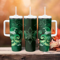 New Zealand Matariki Tumbler With Handle Maori Tui Bird Green Galaxy DT05 - Polynesian Pride