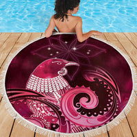 New Zealand Matariki Beach Blanket Maori Tui Bird Magenta Galaxy