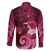 New Zealand Matariki Family Matching Off Shoulder Maxi Dress and Hawaiian Shirt Maori Tui Bird Magenta Galaxy