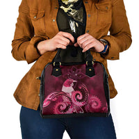 New Zealand Matariki Shoulder Handbag Maori Tui Bird Magenta Galaxy