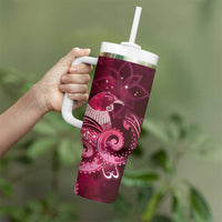 New Zealand Matariki Tumbler With Handle Maori Tui Bird Magenta Galaxy DT05 - Polynesian Pride