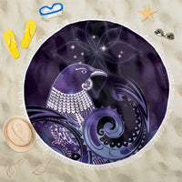 New Zealand Matariki Beach Blanket Maori Tui Bird Purple Galaxy