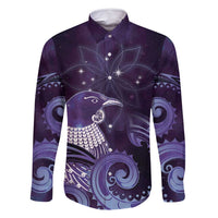 New Zealand Matariki Family Matching Tank Maxi Dress and Hawaiian Shirt Maori Tui Bird Purple Galaxy