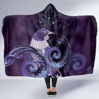 New Zealand Matariki Hooded Blanket Maori Tui Bird Purple Galaxy DT05 One Size Purple - Polynesian Pride