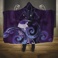 New Zealand Matariki Hooded Blanket Maori Tui Bird Purple Galaxy DT05 - Polynesian Pride