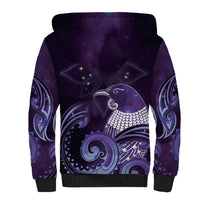 New Zealand Matariki Sherpa Hoodie Maori Tui Bird Purple Galaxy DT05 - Polynesian Pride