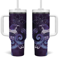 New Zealand Matariki Tumbler With Handle Maori Tui Bird Purple Galaxy DT05 One Size: 40 oz Purple - Polynesian Pride