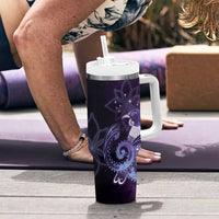 New Zealand Matariki Tumbler With Handle Maori Tui Bird Purple Galaxy DT05 - Polynesian Pride