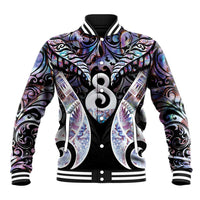 New Zealand Aotearoa Baseball Jacket Pikorua Single Twist Pink Paua Shell