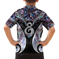 New Zealand Aotearoa Family Matching Long Sleeve Bodycon Dress and Hawaiian Shirt Pikorua Single Twist Pink Paua Shell