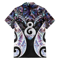 New Zealand Aotearoa Family Matching Long Sleeve Bodycon Dress and Hawaiian Shirt Pikorua Single Twist Pink Paua Shell