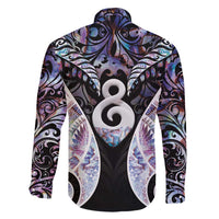 New Zealand Aotearoa Family Matching Long Sleeve Bodycon Dress and Hawaiian Shirt Pikorua Single Twist Pink Paua Shell