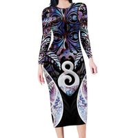 New Zealand Aotearoa Family Matching Long Sleeve Bodycon Dress and Hawaiian Shirt Pikorua Single Twist Pink Paua Shell