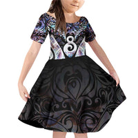 New Zealand Aotearoa Family Matching Off Shoulder Short Dress and Hawaiian Shirt Pikorua Single Twist Pink Paua Shell