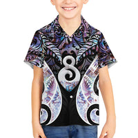 New Zealand Aotearoa Family Matching Tank Maxi Dress and Hawaiian Shirt Pikorua Single Twist Pink Paua Shell