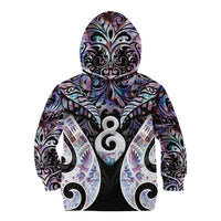 New Zealand Aotearoa Kid Hoodie Pikorua Single Twist Pink Paua Shell