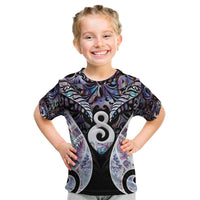 New Zealand Aotearoa Kid T Shirt Pikorua Single Twist Pink Paua Shell DT05 Pink - Polynesian Pride