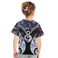 New Zealand Aotearoa Kid T Shirt Pikorua Single Twist Pink Paua Shell DT05 - Polynesian Pride
