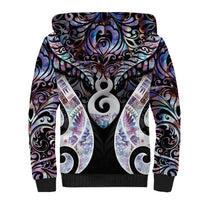 New Zealand Aotearoa Sherpa Hoodie Pikorua Single Twist Pink Paua Shell