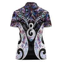 New Zealand Aotearoa Women Polo Shirt Pikorua Single Twist Pink Paua Shell