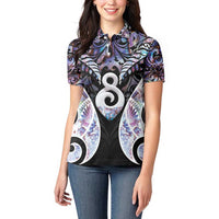 New Zealand Aotearoa Women Polo Shirt Pikorua Single Twist Pink Paua Shell