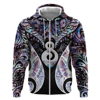New Zealand Aotearoa Zip Hoodie Pikorua Single Twist Pink Paua Shell DT05 Zip Hoodie Pink - Polynesian Pride