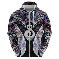 New Zealand Aotearoa Zip Hoodie Pikorua Single Twist Pink Paua Shell DT05 - Polynesian Pride