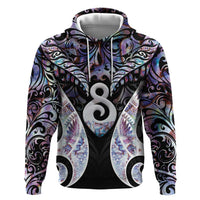 New Zealand Aotearoa Zip Hoodie Pikorua Single Twist Pink Paua Shell DT05 Pullover Hoodie Pink - Polynesian Pride