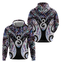 New Zealand Aotearoa Zip Hoodie Pikorua Single Twist Pink Paua Shell DT05 - Polynesian Pride