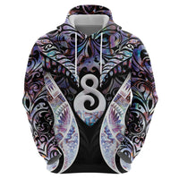 New Zealand Aotearoa Zip Hoodie Pikorua Single Twist Pink Paua Shell DT05 - Polynesian Pride