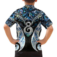 New Zealand Aotearoa Family Matching Off Shoulder Short Dress and Hawaiian Shirt Pikorua Single Twist Green Paua Shell