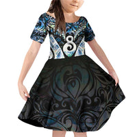 New Zealand Aotearoa Family Matching Off Shoulder Short Dress and Hawaiian Shirt Pikorua Single Twist Green Paua Shell
