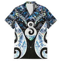 New Zealand Aotearoa Family Matching Off Shoulder Short Dress and Hawaiian Shirt Pikorua Single Twist Green Paua Shell