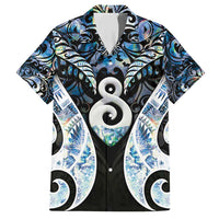 New Zealand Aotearoa Family Matching Short Sleeve Bodycon Dress and Hawaiian Shirt Pikorua Single Twist Green Paua Shell DT05 Dad's Shirt - Short Sleeve Green - Polynesian Pride