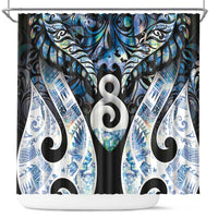 New Zealand Aotearoa Shower Curtain Pikorua Single Twist Green Paua Shell