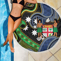 South Sea Islanders And Fiji Beach Blanket Fijian Coat Of Arms And Southern Cross DT05 - Polynesian Pride
