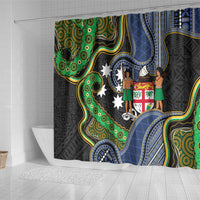 South Sea Islanders And Fiji Shower Curtain Fijian Coat Of Arms And Southern Cross DT05 - Polynesian Pride