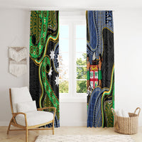 South Sea Islanders And Fiji Window Curtain Fijian Coat Of Arms And Southern Cross DT05 - Polynesian Pride