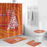 French Polynesia Christmas Bathroom Set Seashell Xmas Tree Tribal Waves - Polynesian Pride