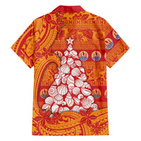 French Polynesia Christmas Family Matching Long Sleeve Bodycon Dress and Hawaiian Shirt Seashell Xmas Tree Tribal Waves - Polynesian Pride