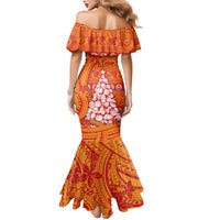 French Polynesia Christmas Family Matching Mermaid Dress and Hawaiian Shirt Seashell Xmas Tree Tribal Waves DT05 - Polynesian Pride
